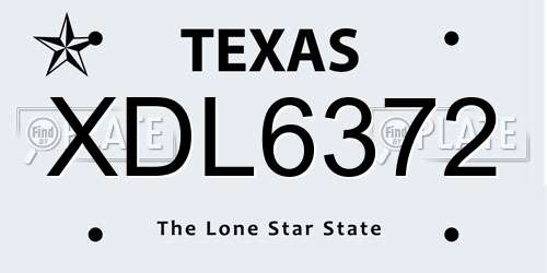 XDL6372 Texas License Plate