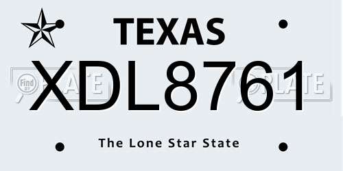 XDL8761 Texas License Plate