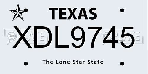 XDL9745 Texas License Plate