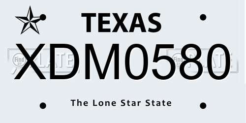 XDM0580 Texas License Plate