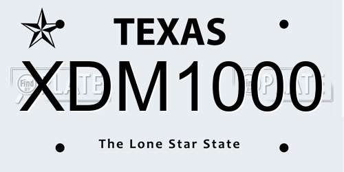 XDM1000 Texas License Plate