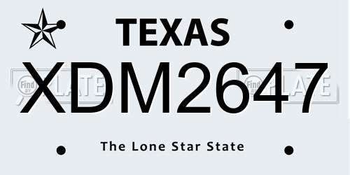 XDM2647 Texas License Plate