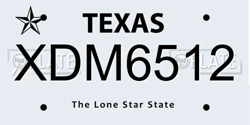 XDM6512 Texas License Plate