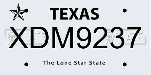XDM9237 Texas License Plate