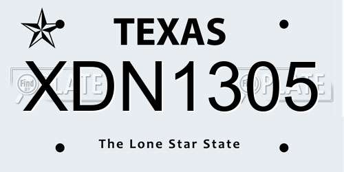 XDN1305 Texas License Plate