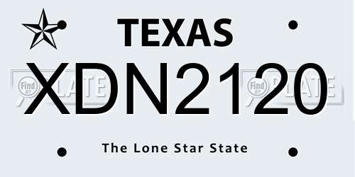 XDN2120 Texas License Plate