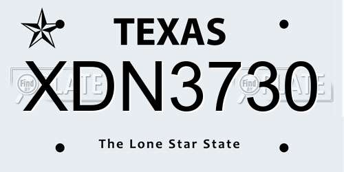 XDN3730 Texas License Plate