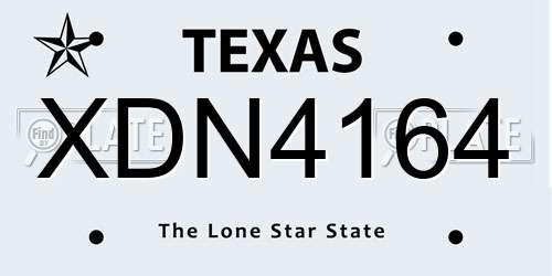 XDN4164 Texas License Plate