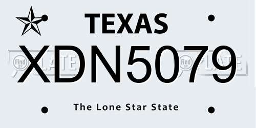 XDN5079 Texas License Plate