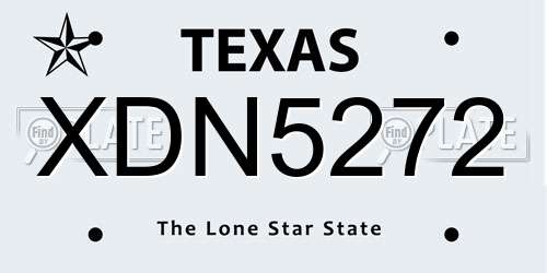 XDN5272 Texas License Plate