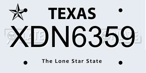XDN6359 Texas License Plate