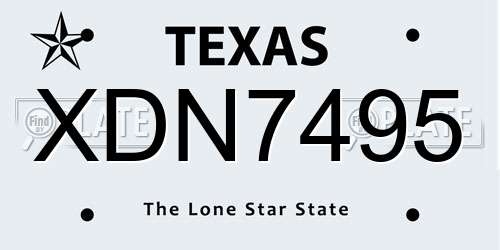 XDN7495 Texas License Plate
