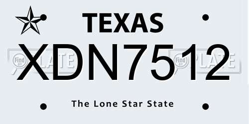 XDN7512 Texas License Plate