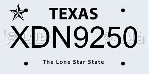 XDN9250 Texas License Plate
