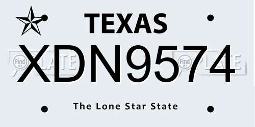 XDN9574 Texas License Plate