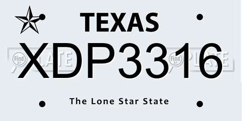 XDP3316 Texas License Plate