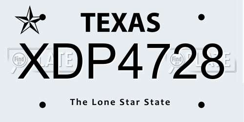 XDP4728 Texas License Plate