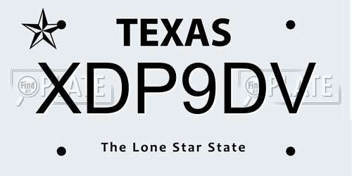 XDP9DV Texas License Plate