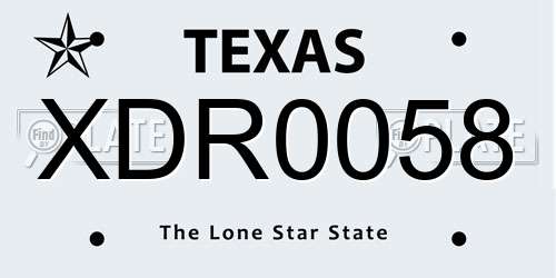 XDR0058 Texas License Plate