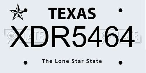 XDR5464 Texas License Plate