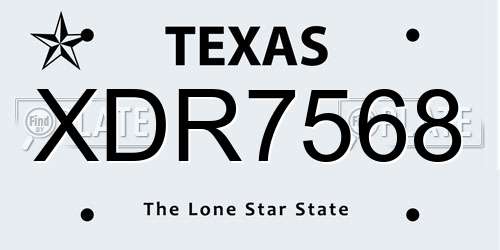 XDR7568 Texas License Plate