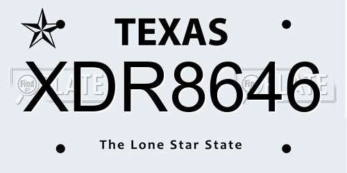 XDR8646 Texas License Plate