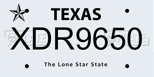 XDR9650 Texas License Plate