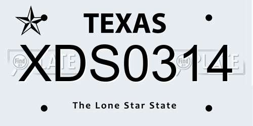 XDS0314 Texas License Plate