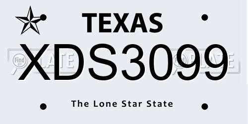 XDS3099 Texas License Plate