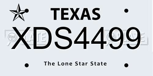 XDS4499 Texas License Plate
