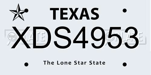 XDS4953 Texas License Plate