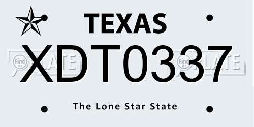 XDT0337 Texas License Plate