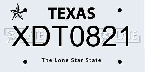 XDT0821 Texas License Plate