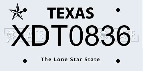 XDT0836 Texas License Plate