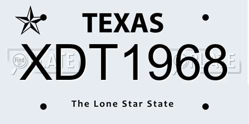 XDT1968 Texas License Plate