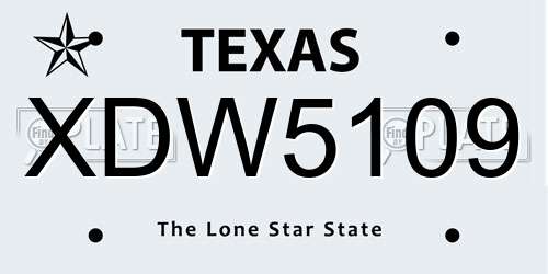 XDW5109 Texas License Plate