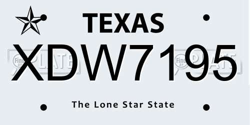 XDW7195 Texas License Plate