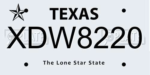 XDW8220 Texas License Plate