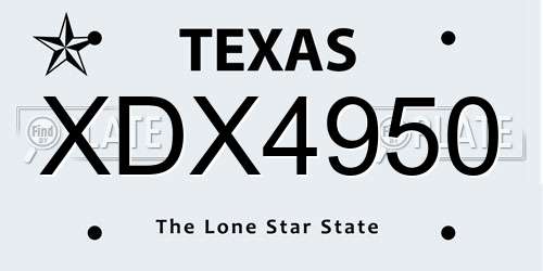 XDX4950 Texas License Plate