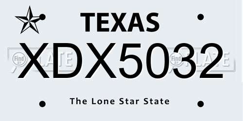 XDX5032 Texas License Plate
