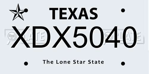 XDX5040 Texas License Plate