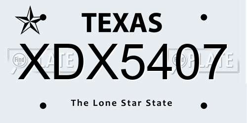 XDX5407 Texas License Plate
