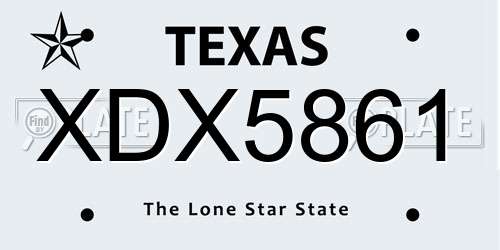 XDX5861 Texas License Plate