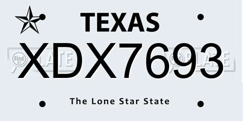 XDX7693 Texas License Plate