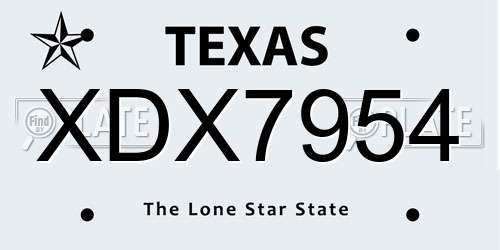 XDX7954 Texas License Plate