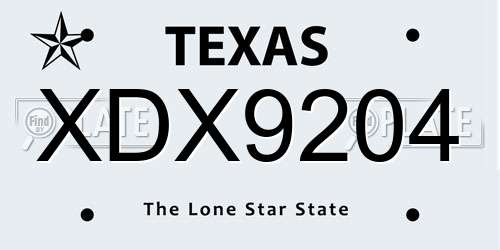 XDX9204 Texas License Plate
