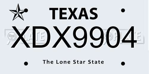 XDX9904 Texas License Plate