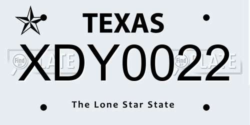 XDY0022 Texas License Plate
