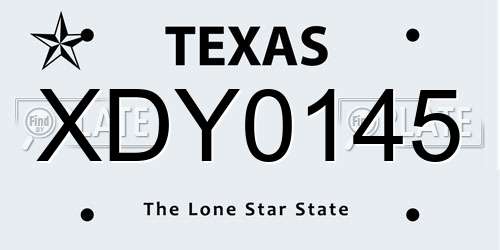 XDY0145 Texas License Plate