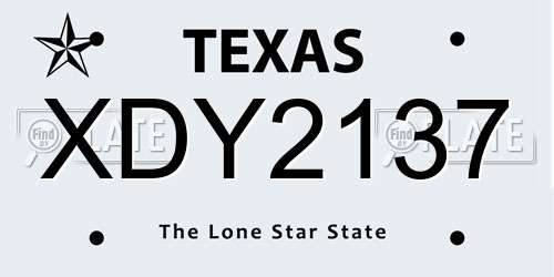 XDY2137 Texas License Plate